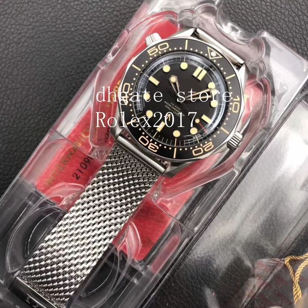 

men's vs factory bond 007 watch naiad lock movement automatic no time to die cal.8806 stainless + strap 300m/1000ft wristwat, Slivery;brown