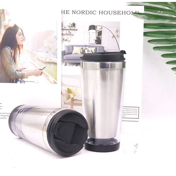 

15oz storyboard cup advertising car tumbler double walled plug in card cup detachable mug to change color pages stainless steel bottle