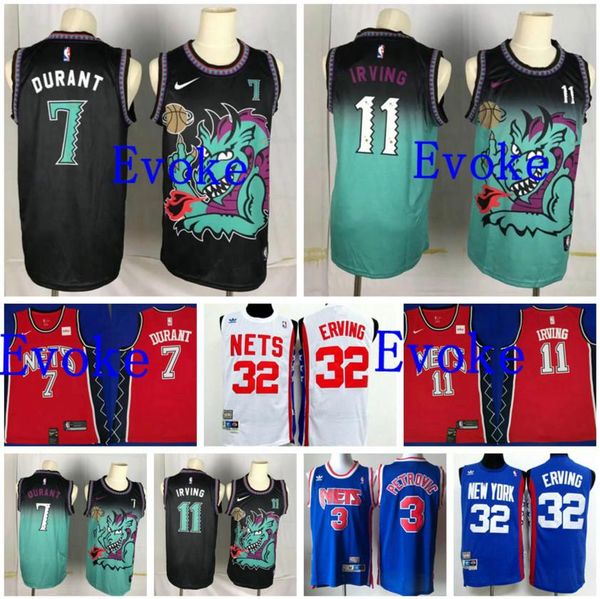 

new mens vintage 11 kyrie irving retro brooklyn nets jersey 7 kevin durant ncaa 32 julius erving 3 alex petrovic basketball jerseys, Black;red