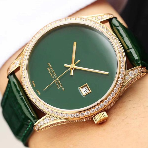 

Diamond Luxury watch 41mm datejast 2813 automatic movement Mens Watches designer wristwatches iced out watch high quality leather strap
