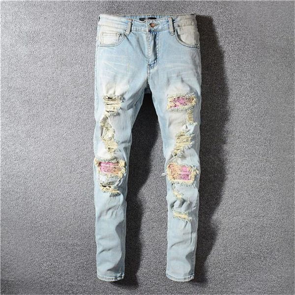 

2020 designer jeans famous brand designer jeans men fashion street wear mens biker jeans man pants, Blue