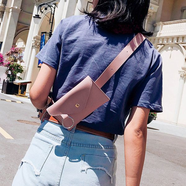 

fashion women pure color ring leather messenger shoulder bag chest bag