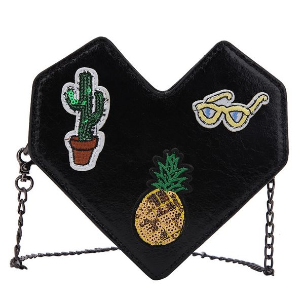 

heart-shaped chain bag fashion sequins pineapple girl messenger bag wild shoulder