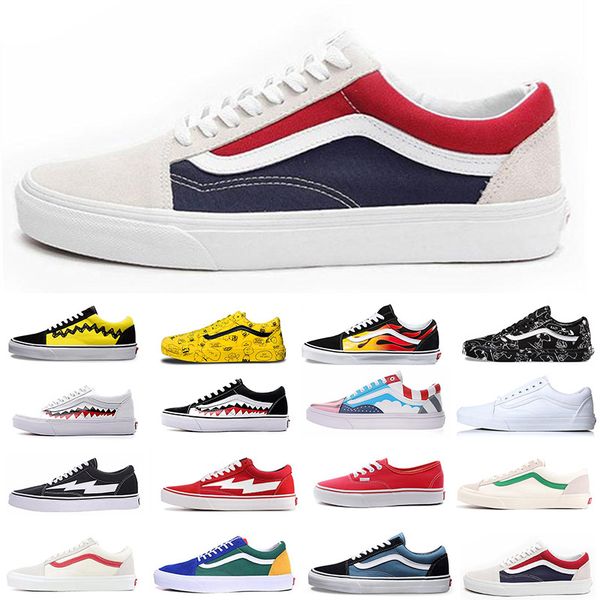 

With Box 33 Colours Mens Womens Old Skool Canvas Shoes Fashion Classic Designer Casual Shoes Utility Flats Trainers Skate Outdoor Shoes