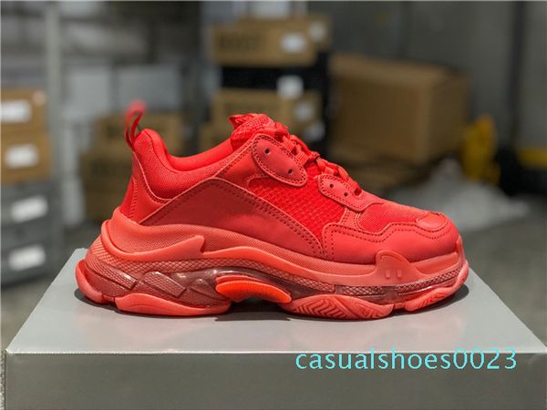 

2020 casual shoes men green triple s sneaker women leather casual shoes low lace-up casual flat shoes red bottoms kanye clear sole, Black