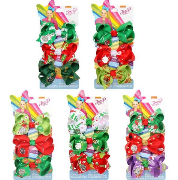 

jojo siwa лук рождество новый детский лук зажим для волос 3 «украшение чисто ручной резьбы головной убор девушки праздник волос, Silver