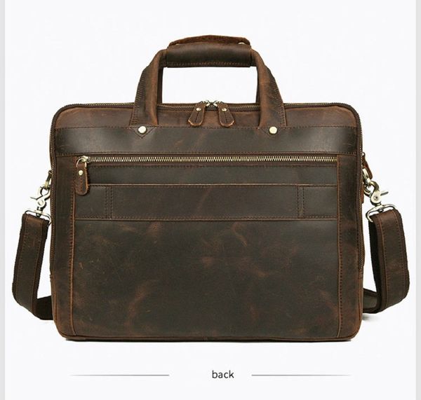 

j.m.d new men's briefcase retro layer leather handbag crazy horse leather 15 inch business computer bag 7388