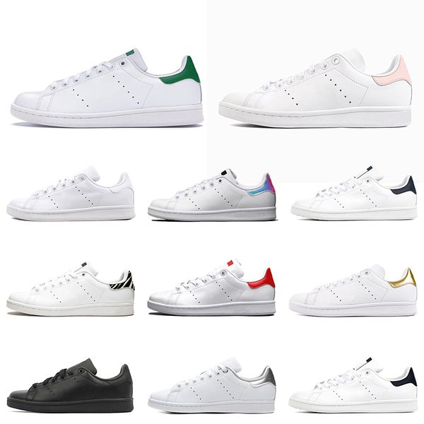 

smith men women flat casual leather skateboard punching shoes white black green zebra outdoor sports sneakers size 36-44