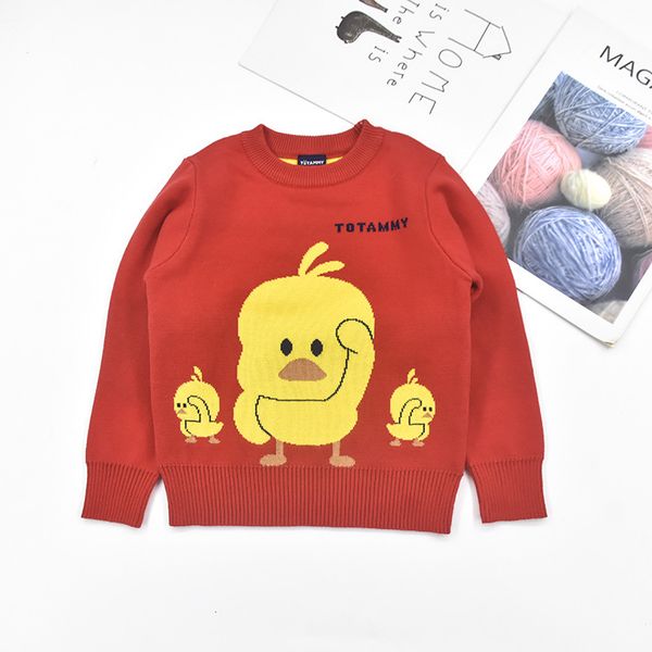 

autumn and winter children's cartoon sweater 2-6-year-old girls small yellow duck double layer pullover knitting shirt girl's ba, Blue