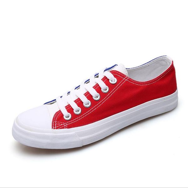 

men women casual shoes womens canvas shoes blue red white green classic mens flat shoes, Black
