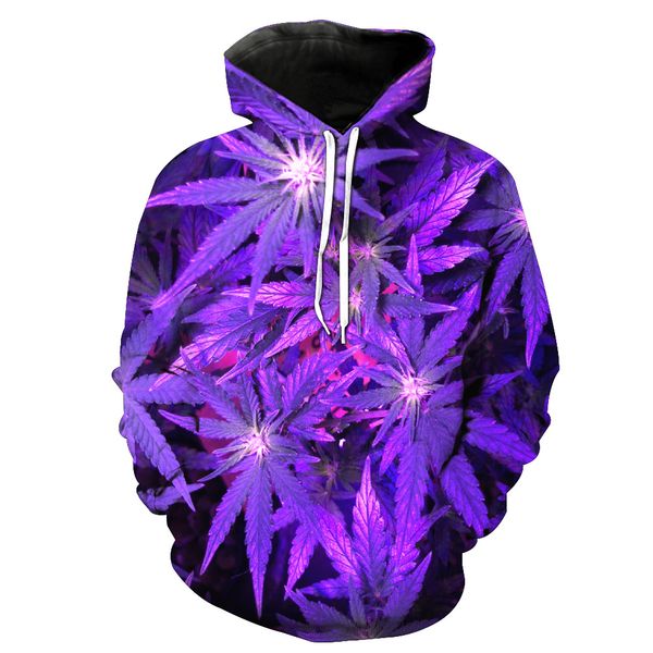 

NEW ARRIVAL EuropeStyle Purple Leaf Printing Stereo Paste Bag Casual Hoodie for Young Men Designer Hoodies Fashion Hipster Men Sweatshirt
