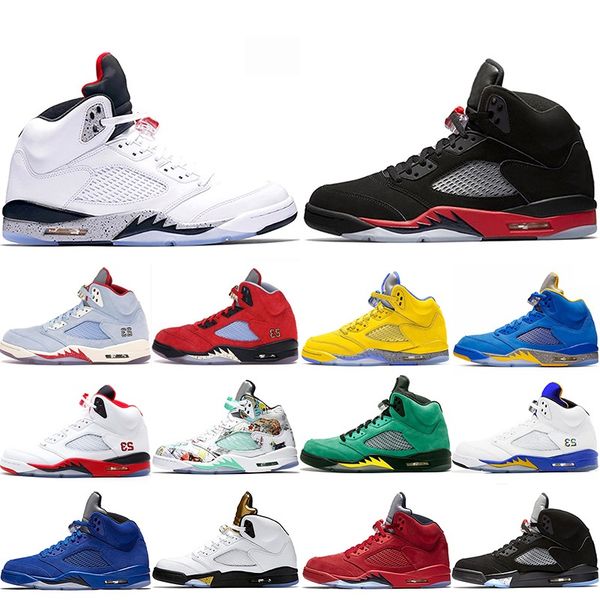 

5 men basketball shoes 5s ice blue international flight inspire ducks laney yellow mens designer trainer sport sneaker wholesale, White;red