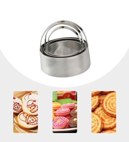 

3pcs stainless steel round scallop cat biscuit mould cookie biscuit cutter fondant cake mould