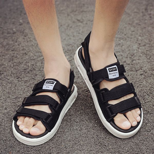 

men's slippers 2019 new style summer outdoor sandals men's shoes korean-style trend cool fashion outer wear slippers, Black