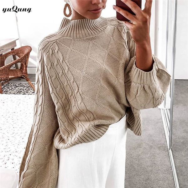 

yuqung трикотажный женский свитер и пуловер 2019 осень зима водолазка с длинным рукавом с поворотным свитером джемперы roupas femininas, White;black