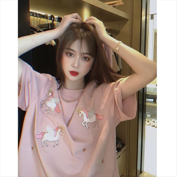 

short-sleeved t- female summer shirt 2020 loose white inner base shirt student all-match fashion