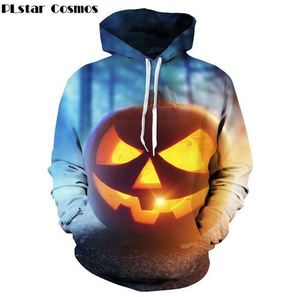 

2018 funny pumpkin 3d hoodies halloween harajuku style women/men sweatshirt hooded print casual pullover, Black