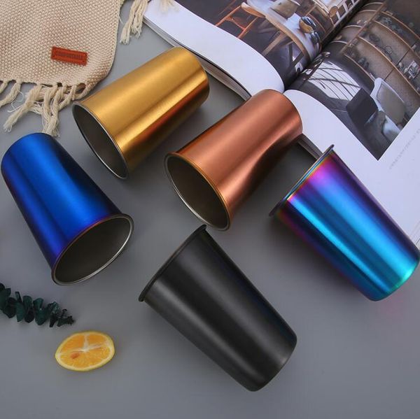 

techome modern style stainless steel drink cup fashion coffee cup water bottle colorful printing street fashion store gifts