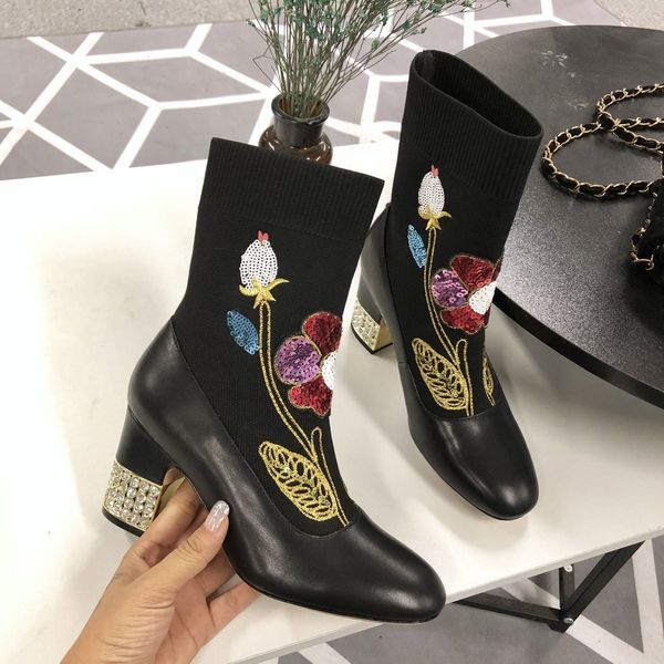 

platform booties designer boots warm fashion men/women luxury high-heel shoes black genuine leather boots flat bottom ing