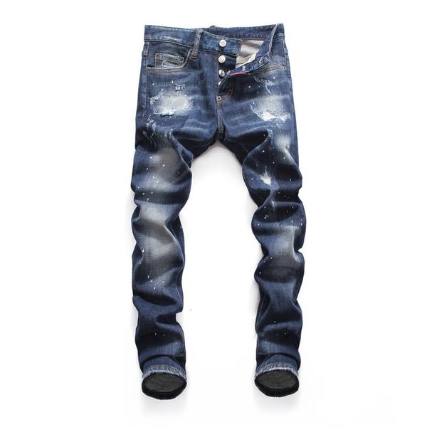 

2020 new luxury designer men denim jeans fashion holes trousers pants biker jeans rock revival purple brand jeans luxury pants, Blue