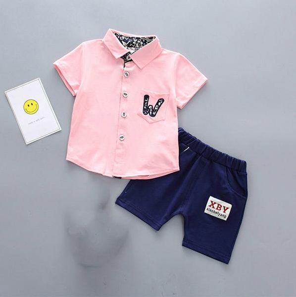 

boys clothes sets pants+shirt 2pcs children clothing set short sleeve summer kids clothes boys, White
