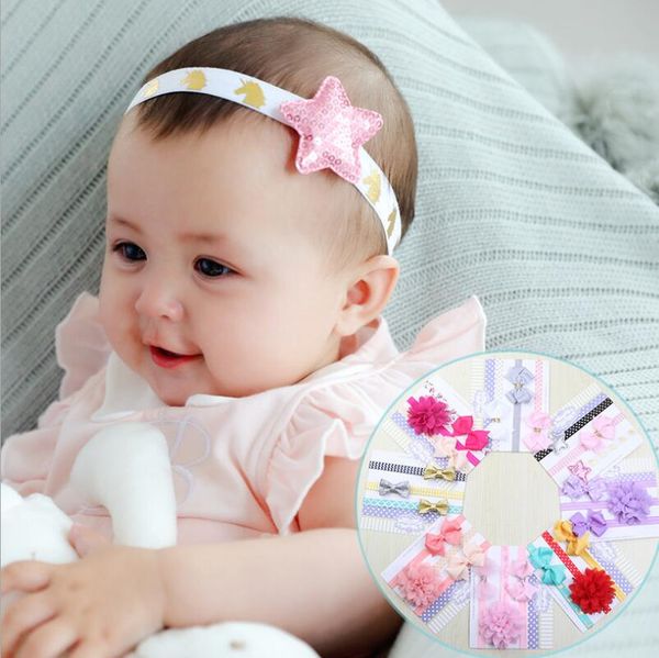 

boutique stretch bow ear turban headbands set for baby girl toddlers kids 3pcs girls cotton hair band headbands with bows, Slivery;white