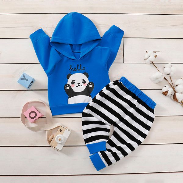 

children infant boy set casual toddler baby kids boy hooded pants 2pcs outfits cartoon set clothes, White