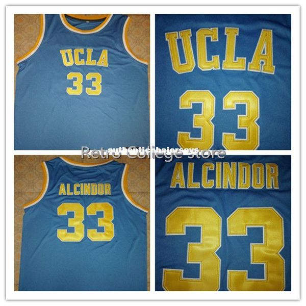 

#33 lew alcindor ucla bruins basketball jerseys retro mens sewn jerseys customize any size number player name xs-6xl vest jerseys, Black;blue