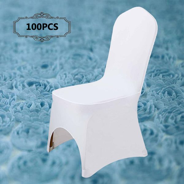 

100pcs/pack universal spandex lycra white chair covers for weddings banquet l decor in event & party supply