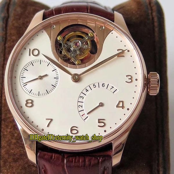 

зф топ-версия модели iw504202 реальный турбийон коэф.50900 механический белый циферблат запас хода мужские часы сапфировая кожа спортивные ч, Slivery;brown