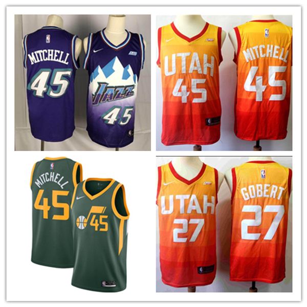 

мужские donovan 45 mitchell rudy 27 гобер город ванкувер издание юта джаз vintage 3 трей берк 10 конли баскетбол джерси оранжевый, Black;red