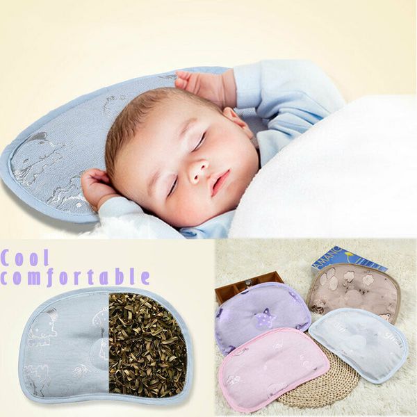 

2019 new toddler baby ice silk fiber pillow citrus leaf pillow cool prevent flat head baby peace of mind comfortable