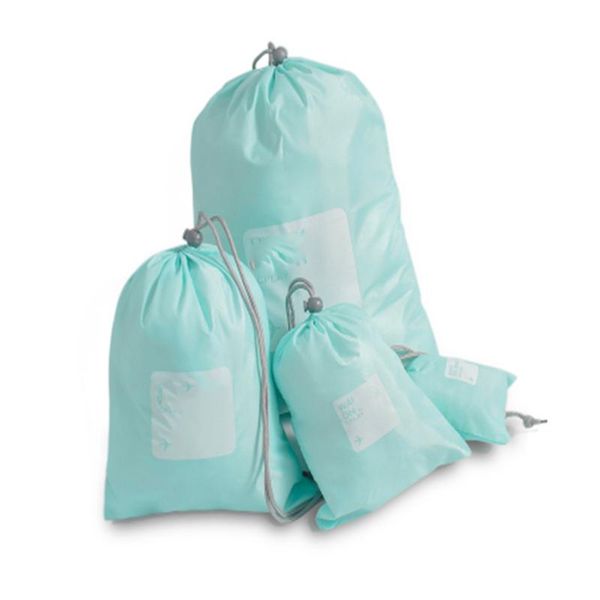 

4pcs travel pouch waterproof laundry shoe portable tote drawstring storage bag set
