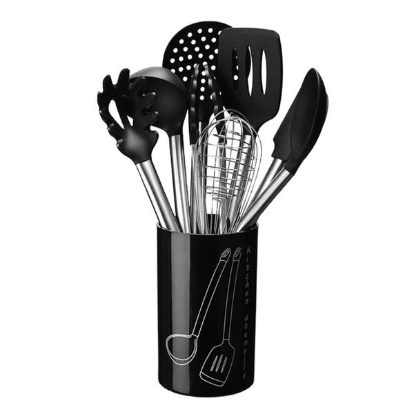

9pcs silicone cooking utensils kitchen utensil stainless steel silicone kitchen utensils silicone utensil set spatula set