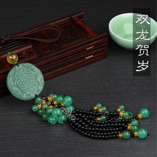 

car interior jewelry dongling jade jade car pendant natural hanging crystal access ping-car supplies, Blue;slivery