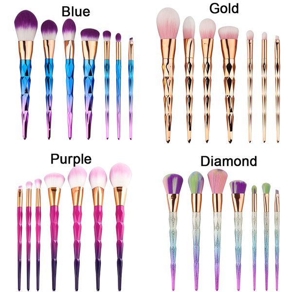 7 pezzi Impostare il pennello per trucco a diamante miscela cosmetica miscelazione arcobaleno pennelli per trucco professionale set eyeliner eyebrow labbra spazzola di bellezza utensile di bellezza migliore qualità