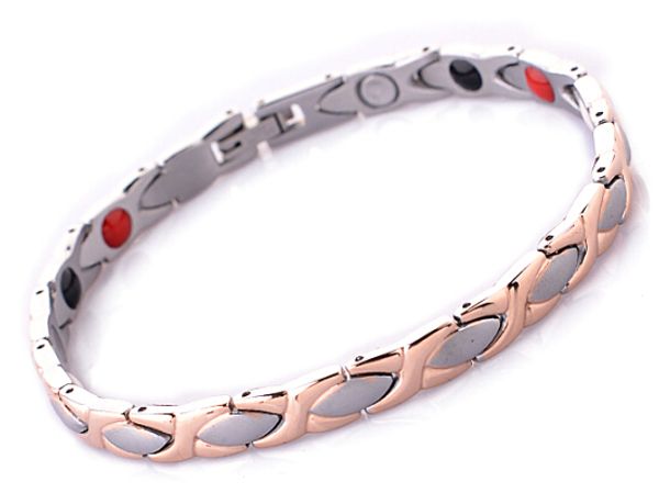 

2016 new design 316l stainless steel woman bio magnetic health power bracelet neodymium therapy balance bracelet for women gift, Golden;silver
