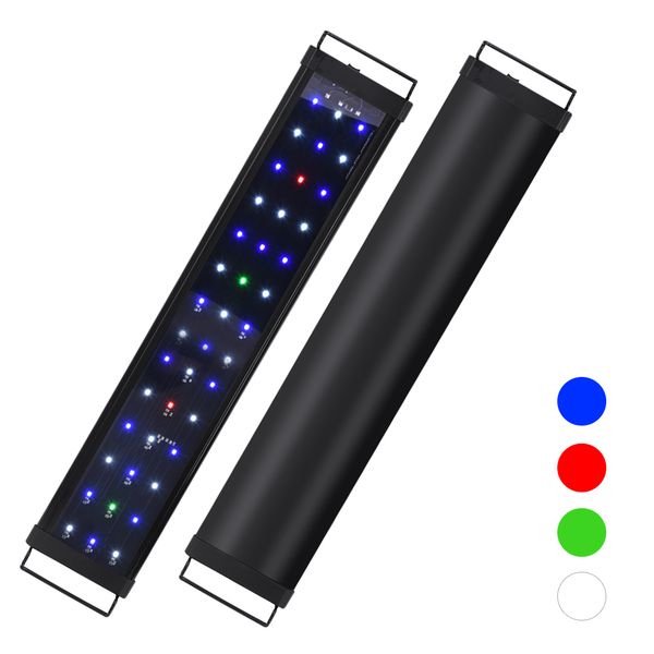 

24" multi-color led aquarium light с выдвижной кронштейны полного спектра fish tank light bar газа 15w адаптером сша