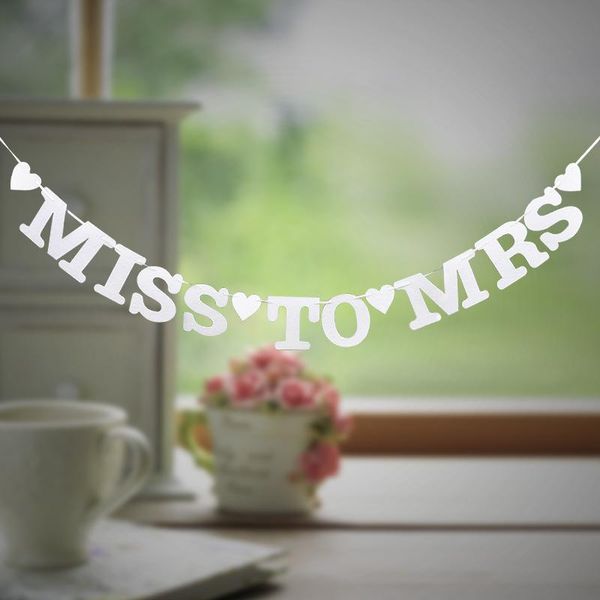 Miss To Mrs Banner Bunting Garland Bridal Shower Hen Banners Diy
