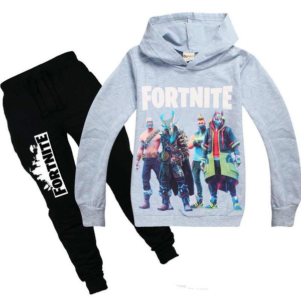 

children's hooded set boy fashion cartoon sports set kids baby comfortable cotton tracksuit kids designer clothes boys, White