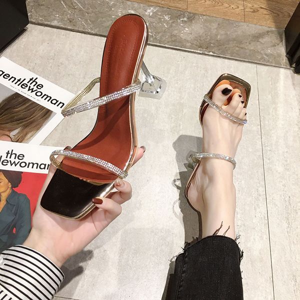 

shoes for girls woman's slippers thin heels heeled mules slides jelly flip flops shose women lady 2020 high, Black