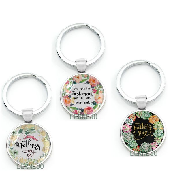 

new happy mothers day key chain key ring i love you mom sleutelhanger greetings blessing anneau porte clef for thanksgiving day, Silver