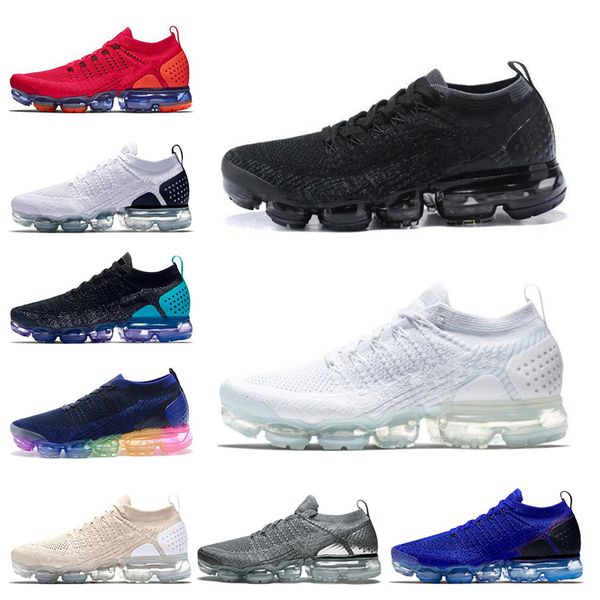 

knit 2.0 fly men women running shoes volt multicolor triple black white be true crimson pulse mens trainers sneakers size 36-45
