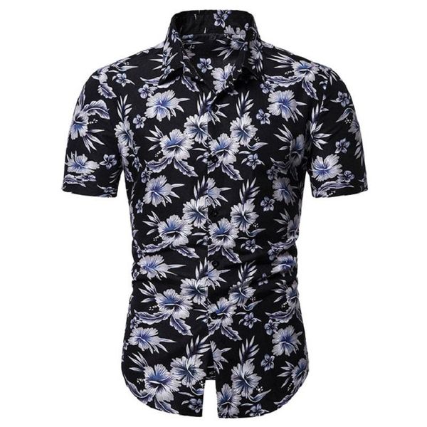 

8 color new summer mens short sleeve hawaiian shirts cotton casual floral shirts wave regular clothing fashion