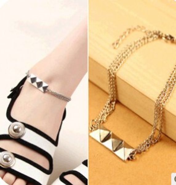 

punk style multi-layer chain metal willow anklet foot jewelry, Red;blue