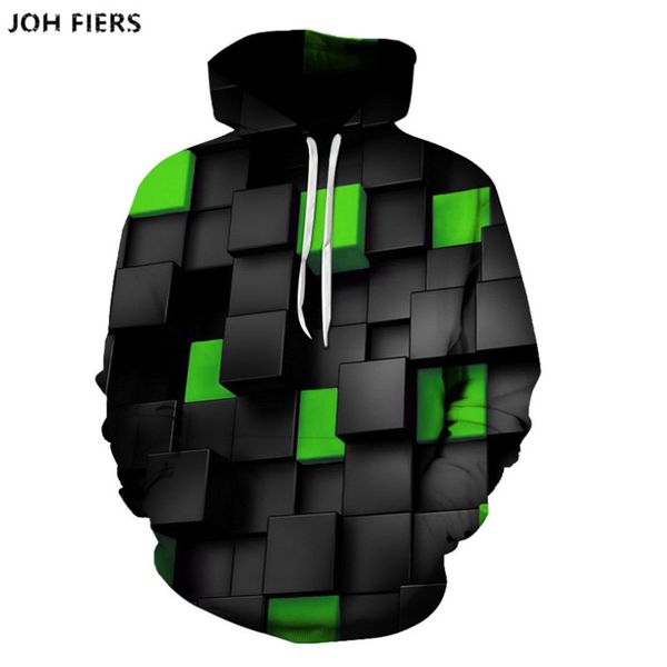 

fashion new men hoodie 3d cool plaid diamond hoodie men/women casual harajuku style slim sportswear men brand, Black