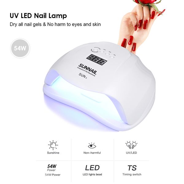 

nail dryer 54w uv led nail lamp professional sunlight gail dryer machine fingernails toenail curing equipment art tool