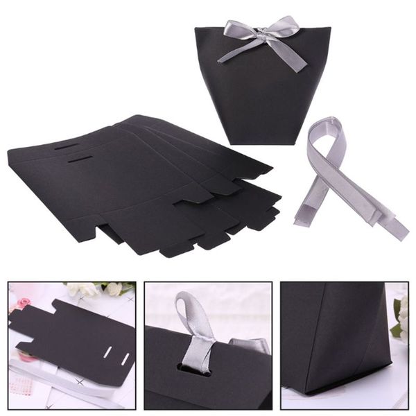 

25pcs black with bow ribbon paper candy cake gift bag wedding favor party decor