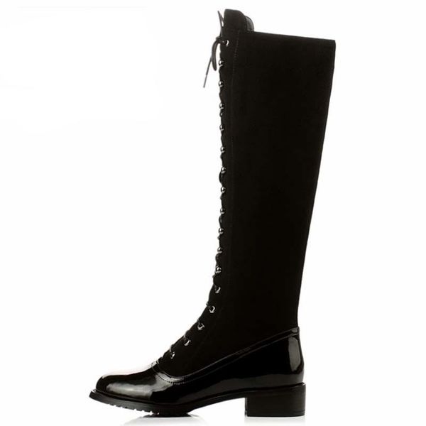 

high heels faux suede fashion platform snow women boots shoes woman knee high autumn winter botas black