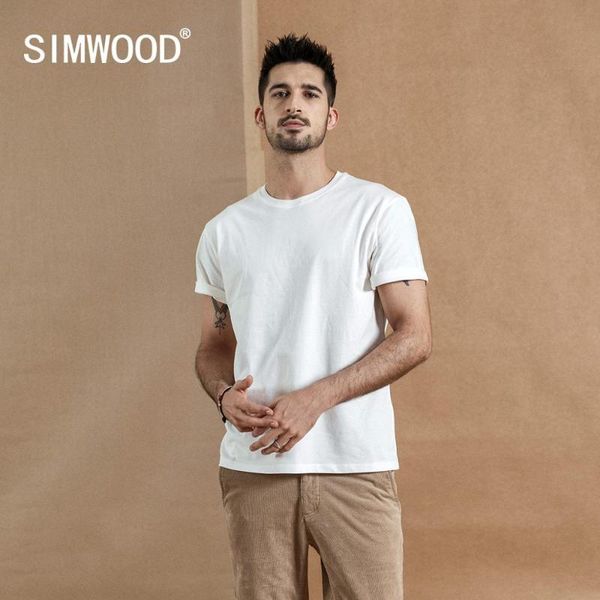 

simwood 2019 summer new 100% cotton white solid t shirt men causal o-neck basic t-shirt male classical 190449, White;black